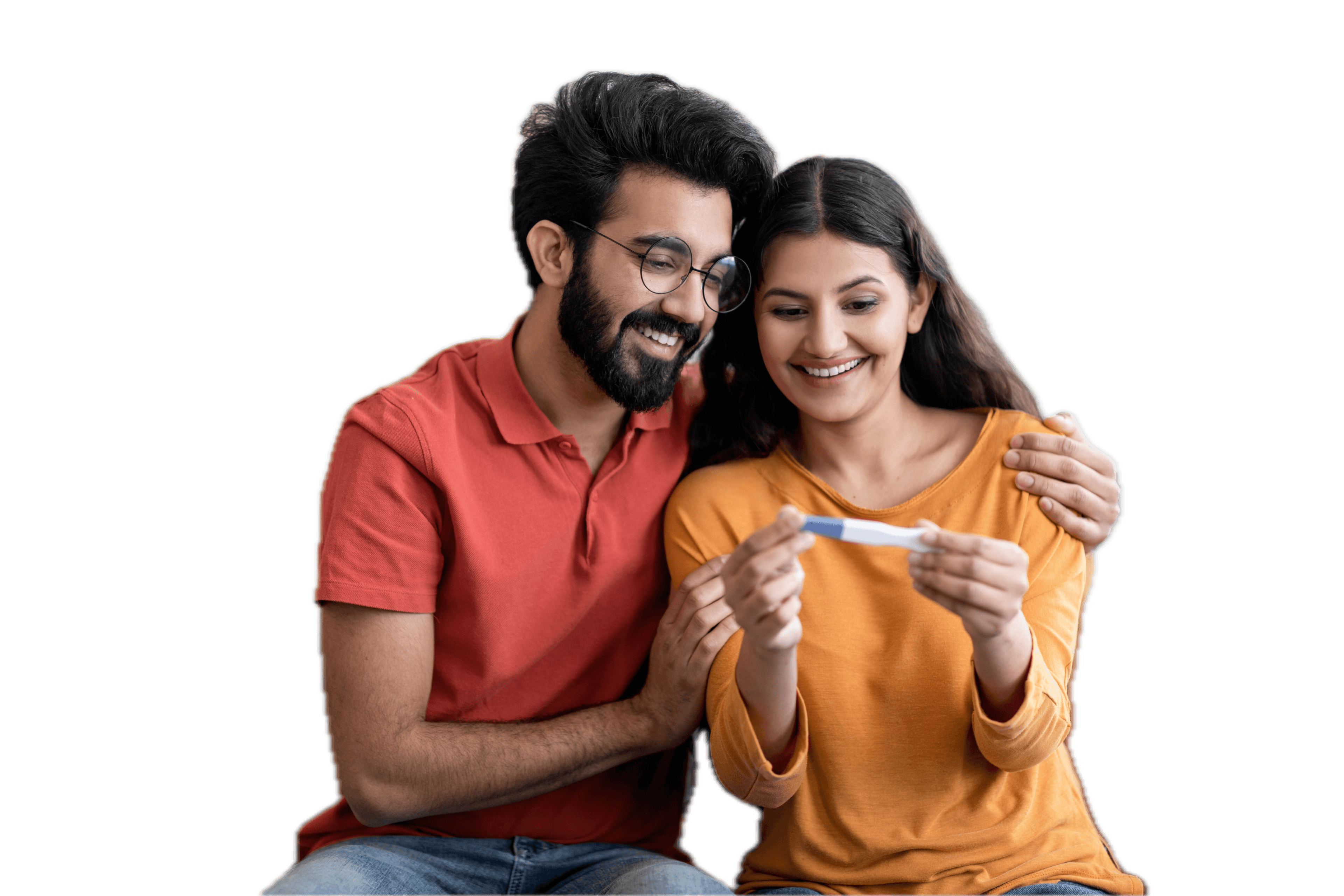 Couple looking at pregnancy test